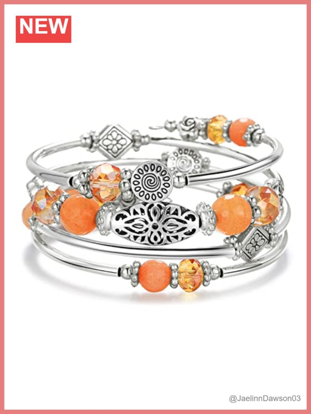 Stackable Beaded Wrap Bracelet Layered Boho Silver Bracelet Jewelry
